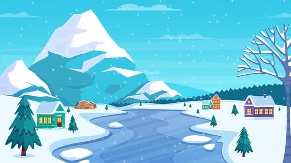 Animated Cartoon Winter Landscape