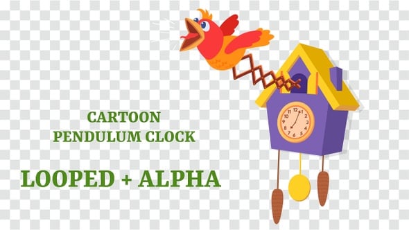 Animated Cartoon Pendulum Clock with Cuckoo Bird – 4K Looped
