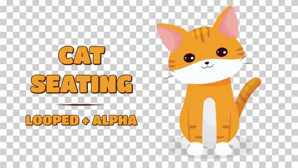 Animated Cute Cat Sitting