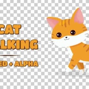 Animated Cute Cat Walking Looped