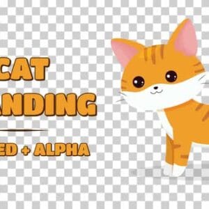 Animated Cute Cat Walking and Standing