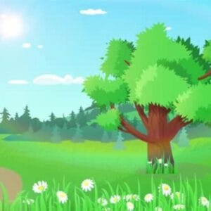 Animated Spring Cartoon Landscape Looped Background