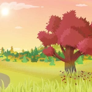 Animated cartoon Autumn landscape