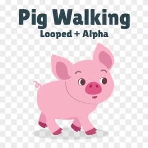 Cartoon Animated Pig walking