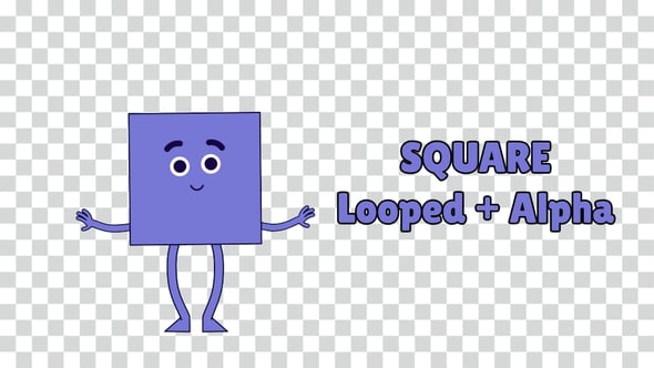 Cartoon Square Animated Dancing Character – 4K Looped Animation