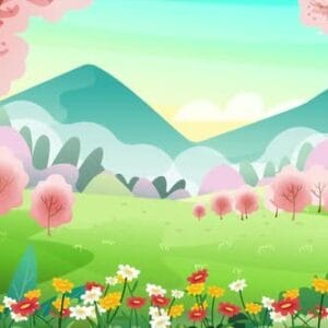 Cartoon flower Spring Landscape