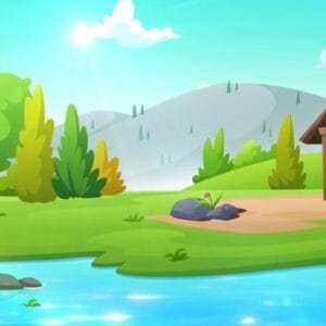 Cartoon River Nature Landscape