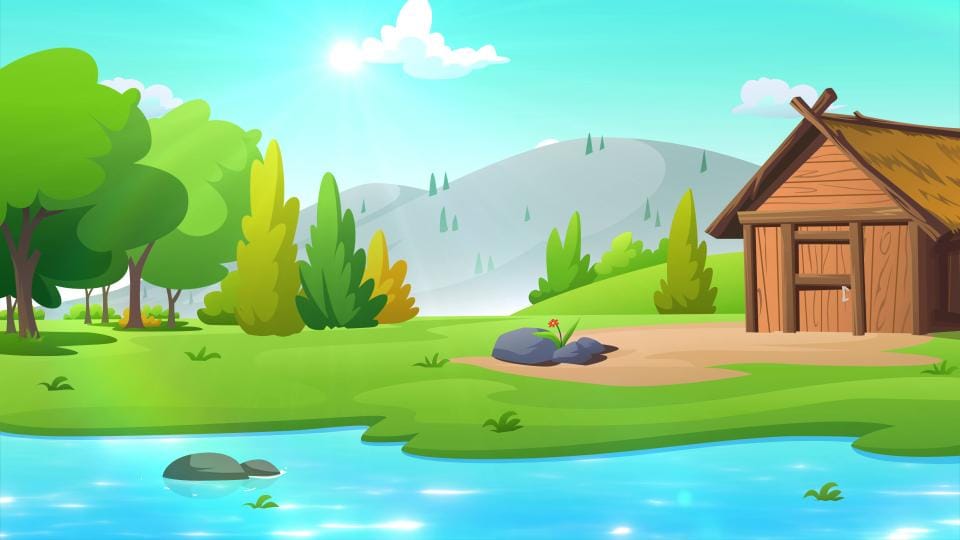 Cartoon River Nature Landscape