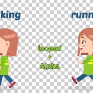 Cute Little cartoon Girl Walking and Running Animations