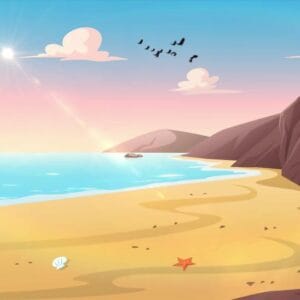 Cartoon Beach Landscape