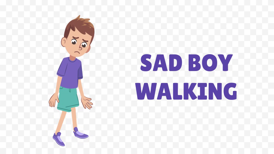 Cartoon Sad Boy Looped Alpha + 4k