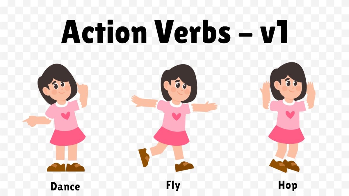 Action Verbs Girl – Dance, Fly and Hop v1