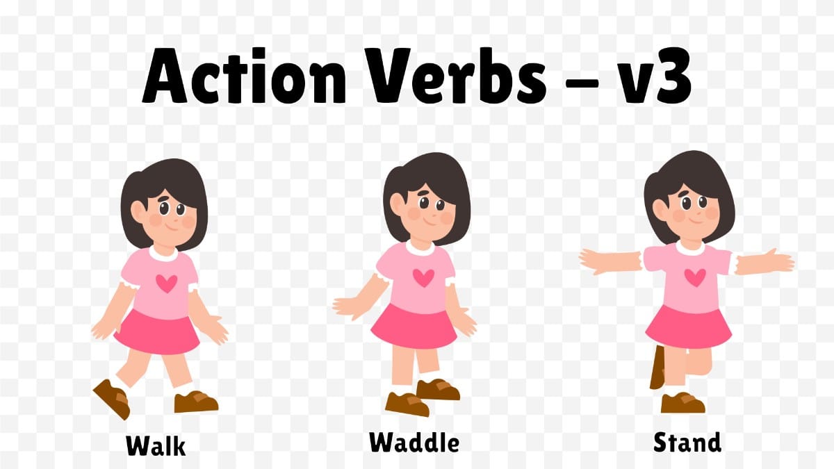 Action Verbs Girl – Walk, Stand and Waddle v3