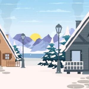 Cartoon Animated winter landscape background